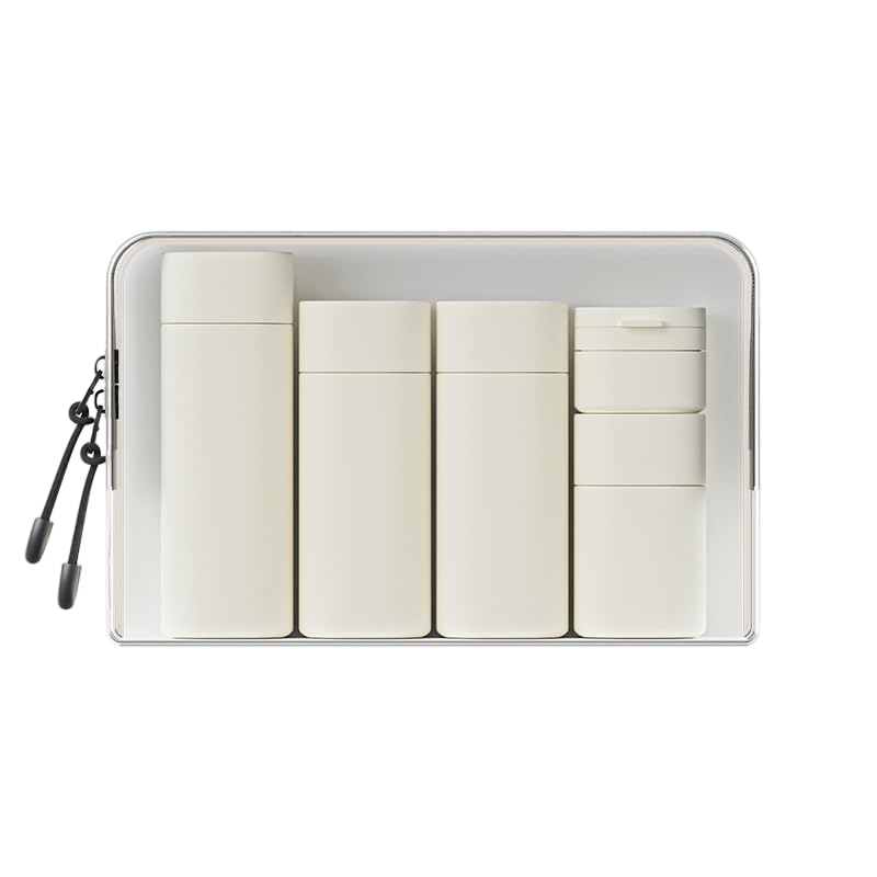 5Pcs Travel Bottles for Toiletries Leak Proof Travel Size Toiletries Travel Shampoo & Conditioner Bottles for Shampoo Conditioner Lotion Travel Essentials (White)